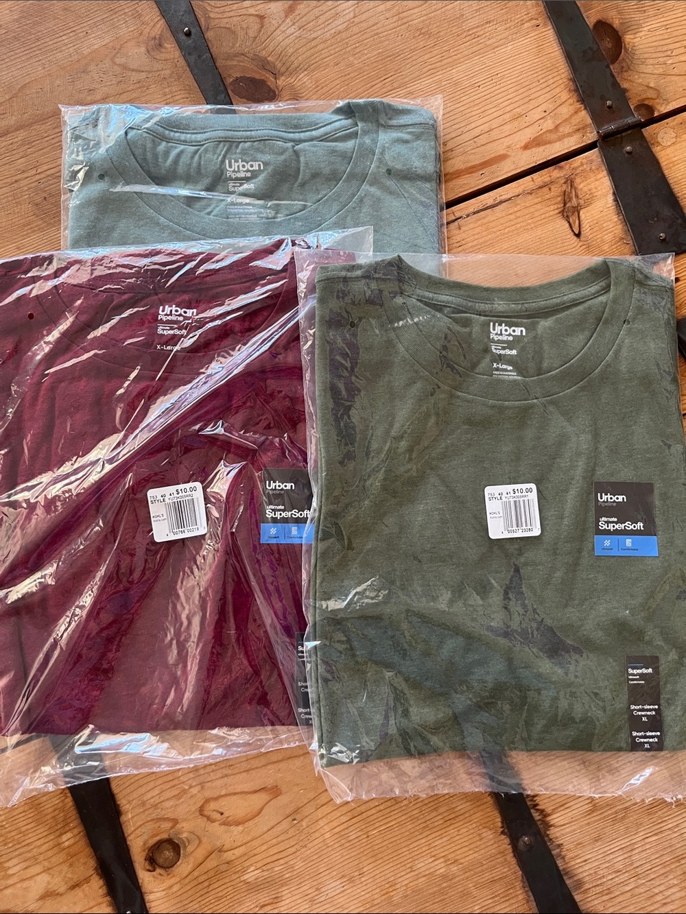 urban pipeline 3-Pack Crew Neck 3 Pack XL Tees in Olive, Maroon, Light Green